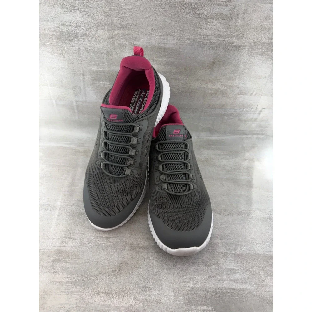 Skechers Work Slip Resistant Shoes Women Sz 9 Wide Grey Pink 77260W Relaxed Fit